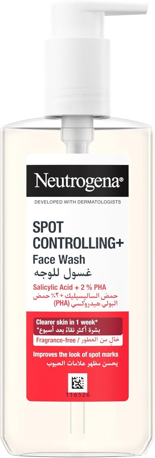 Neutrogena, Facial Wash Spot Controlling+, combination of Salicylic acid - a purifying agent and glycolic acid, Clearer Skin In 1 Week, 200ml