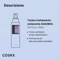 COSRX AHA/BHA Treatment Toner 5.07 fl.oz/ 150ml, Facial Exfoliating Spray for Whiteheads, Pores, & Uneven Skin, Korean Toner, Not Tested on Animals, No Parabens, No Sulfates, Korean Skin Care