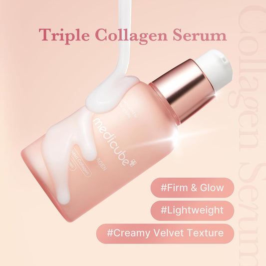 medicube Triple Collagen Serum 1.85 fl.oz - Nourish dull skin with Triple Collagen Complex - A lightweight serum with Niacinamide and Hyaluronic Acid - Korean Skincare