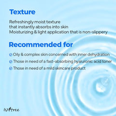 ISNTREE Ultra-Low Molecular Hyaluronic Acid Toner 300ml, 10.14 fl.oz | Korean Skincare | Quick Absorbing | Deep Hydration & Skin Smoothing | Vegan & Fragrance-Free