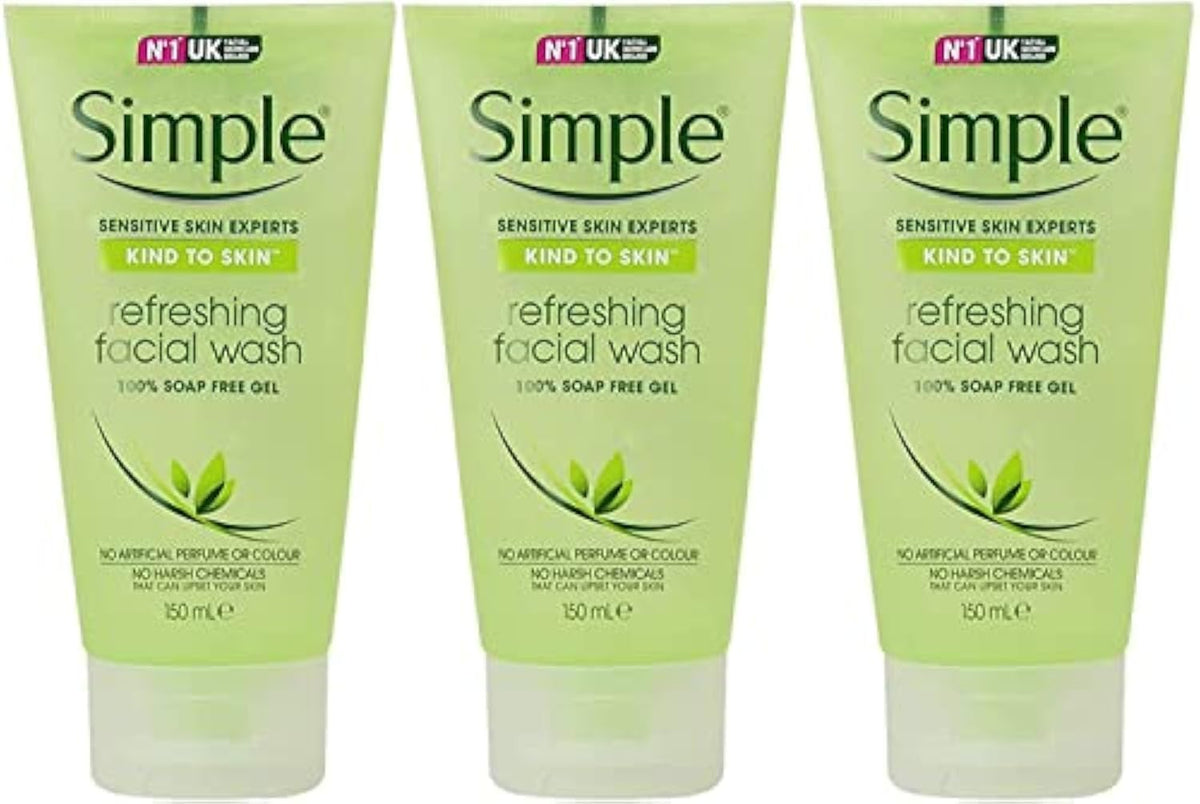 Simple Kind to Skin Refreshing Facial Gel Wash, 5.07 Ounce / 150 Ml (Pack of 3)