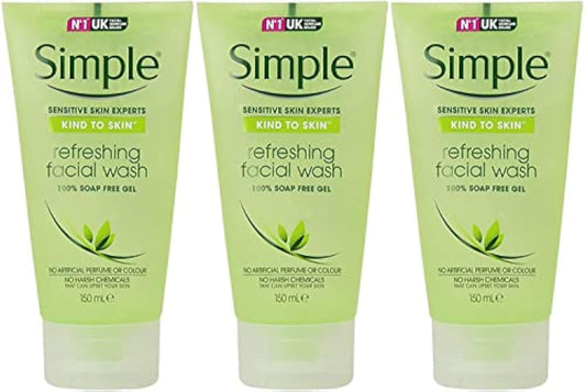 Simple Kind to Skin Refreshing Facial Gel Wash, 5.07 Ounce / 150 Ml (Pack of 3)
