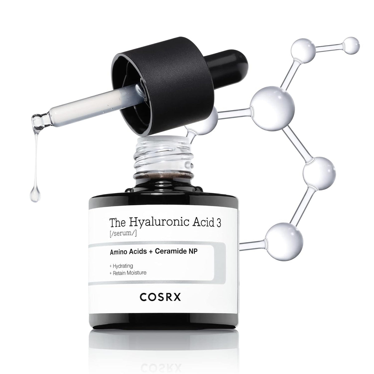 COSRX Pure Sodium Hyaluronic Acid 3% Serum, Hydratying & Moisture Boosting for Fine Lines & Wrinkles, Repair Dry Skin, 0.67fl.oz/20ml, No Artificial Fragrance, Korean Skin Care