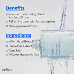 ISNTREE Ultra-Low Molecular Hyaluronic Acid Toner 300ml, 10.14 fl.oz | Korean Skincare | Quick Absorbing | Deep Hydration & Skin Smoothing | Vegan & Fragrance-Free