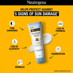 Neutrogena Ultra Sheer Sunscreen SPF 50+ | Broad Spectrum UVA/UVB PA++++ | No White Cast | Water resistant, Ultra light & Non sticky | For Oily, Dry & Sensitive Skin | For Men & Women | 60g ( 30 gm