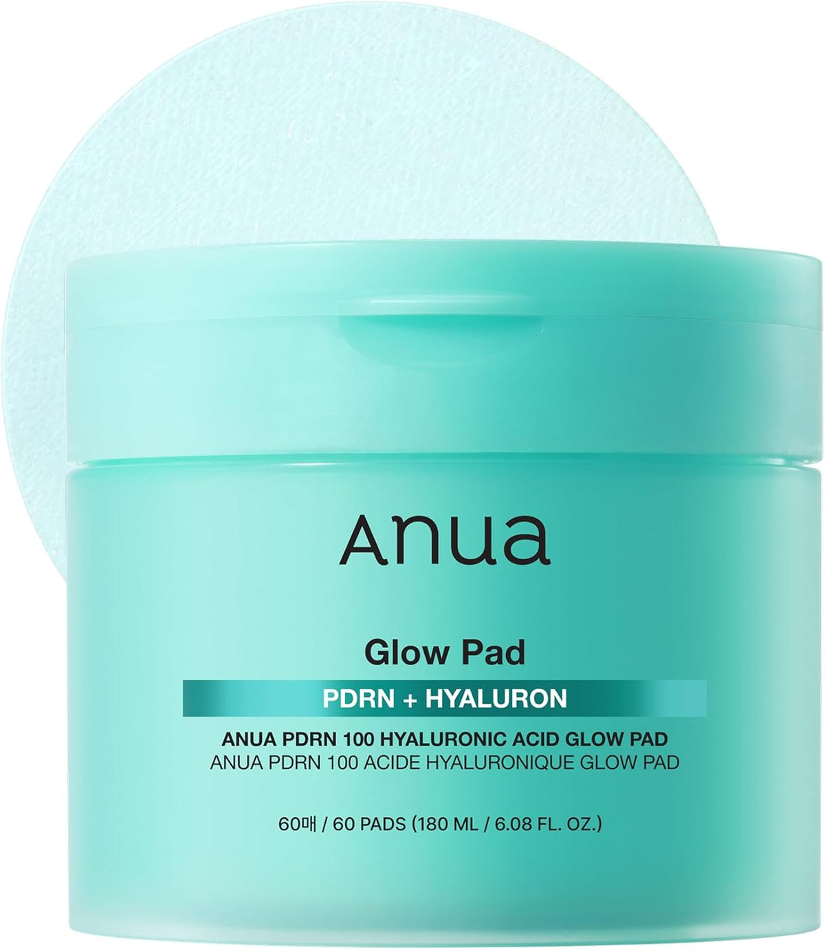 Anua PDRN 100 Hyaluronic Acid Glow Pad, Glow-Plumping Korean Face Care for Daily Skincare & Makeup Prep, Dual-Sided TonerPad for Radiant Skin & Deep Hydration (180ml, 60 Pads)