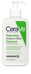 CeraVe Hydrating Cream To Foam Cleanser, Makeup Remover Face Wash For Dry Skin, Foaming Facial Cleanser With Hyaluronic Acid, Normal To Dry Skin, Fragrance Free & Non Comedogenic, 19 Fluid Ounce