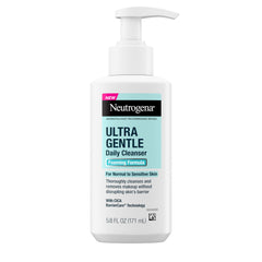 Neutrogena Ultra Gentle Foaming Facial Cleanser, Fragrance Free Hydrating Face Wash for Sensitive Skin, Daily Non Over Drying Makeup Remover, Hypoallergenic, Soap & Dye Free, Non-Comedogenic, 16 Fl Oz