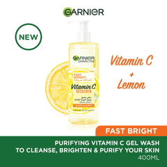 Garnier Fast Bright Vitamin C Brightening Purifying Face Gel Wash 400mL