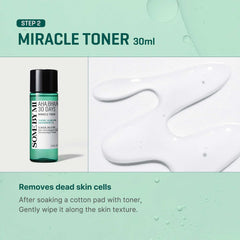 SOME BY MI AHA BHA PHA 30Days Miracle AC SOS Kit - Toner 1.01Oz, Serum 0.33Oz, Cream 0.7Oz, Foam 1.01Oz - Mild Exfoliating Daily Skin Care Set - Skin Wastes, Sebum, Oiliness Care - Korean Skin Care