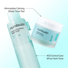 numbuzin No.1 Toner | Pure-Full Calming Herb Toner | Breakouts, Redness, Excess Oil Control, Blackhead Removal | Centella Asiatica, Heartleaf, Licorice Root | Acne-Prone, Sensitive Skin | 300ml