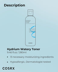 COSRX Hydrium Watery Toner, 150ml / 5.07 fl.oz | Hyaluronic Acid Moisturizing Korean Toner | Hyaluronic Acid, Allantoin, Panthenol | Korean Skin Care, Not Tested on Animals, Paraben Free