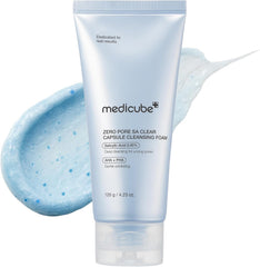 medicube Zero Pore Clear Blue Capsule Facial Cleanser for Skin Texture, Blackhead & Pore Care | AHA, BHA & PHA for Double Cleansing, Daily Gentle Face Wash | 120g / 4.23 oz