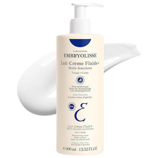 Embryolisse Lait-Crème Fluid+ Face & Body Cream, Multi-Use Lightweight Moisturizer with Shea Butter & Aloe Vera. Fast Absorbing, For All Skin Types