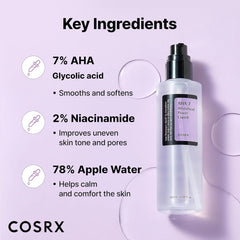 COSRX 7% Glycolic Acid Whitehead Removing Power Liquid, 3.38 fl.oz, AHA Exfoliant, Exfoliating Toner for Face & Body, Pore Minimizer, Korean Skin Care