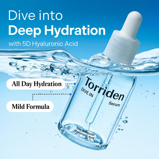 Torriden DIVE IN Serum 1.69 fl.oz. + Soothing Cream (Jar) 3.38 fl.oz. | Hyaluronic Acid Care Set | Deep Hydrating Skin Care to Get Glass Skin