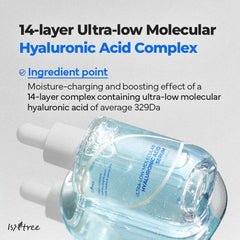 ISNTREE Ultra-low Molecular Hyaluronic acid Serum 50ml 1.69 fl.oz. | Quick absorbing Hyaluronic acid serum | Deeply hydrates and smoothens the skin