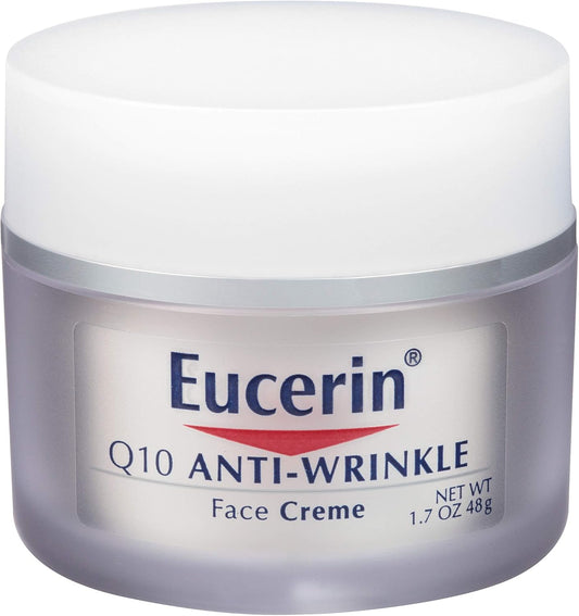 Eucerin Q10 Anti-Wrinkle Face Cream, Unscented Face Cream for Sensitive Skin, 1.7 Oz Jar