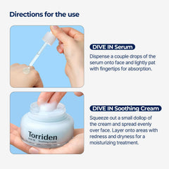 Torriden DIVE IN Serum 1.69 fl.oz. + Soothing Cream (Jar) 3.38 fl.oz. | Hyaluronic Acid Care Set | Deep Hydrating Skin Care to Get Glass Skin