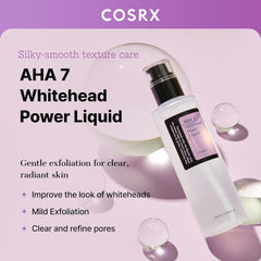 COSRX 7% Glycolic Acid Whitehead Removing Power Liquid, 3.38 fl.oz, AHA Exfoliant, Exfoliating Toner for Face & Body, Pore Minimizer, Korean Skin Care