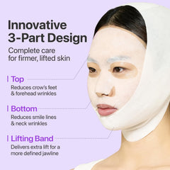 numbuzin No.9+ NAD+ BIO Lifting Full Face Mask, Peptide & Collagen Two-Piece Firming Mask for a Smooth, Defined-Looking Skin Finish, 4 Sheets + Lifting Band
