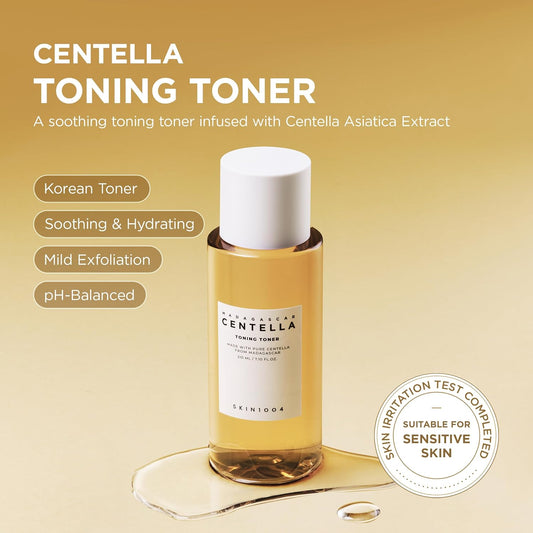 SKIN1004 Centella Toning Toner 7.10 fl.oz, 210ml, Korean Face Toner with Madagascar Centella Asiatica & Hyaluronic Acid for Hydrating, Soothing and Moisturizing, PHA Exfoliator, Korean Skin Care