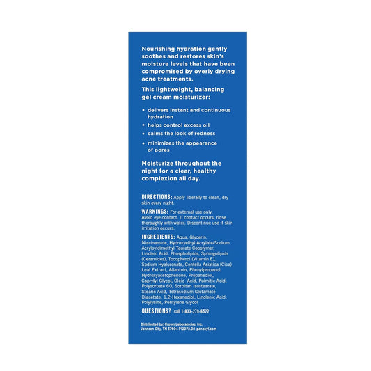 PanOxyl PM Balancing Repair Moisturizer with Niacinamide, Ceramides and Cica, Hydrating Face Moisturizer, Acne Prone Skin and Dry Skin, Non-Comedogenic Night Face Moisturizer, 3 oz
