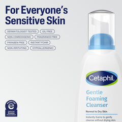 Cetaphil Oil Free Gentle Foaming Cleanser For Dry to Normal, Sensitive Skin, 8oz Pack of 2, Made with Glycerin and Vitamins B5 and E, Dermatologist Tested, Hypoallergenic, Soap Free, Fragrance Free