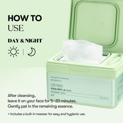 VT COSMETICS CICA Daily Soothing Mask 30 Sheets, Centella Asiatica & Hyaluronic Acid for Moisturizing & Hydrating, Instant Calm & Glow, Skin Softening Facial Mask, Korean Face Mask