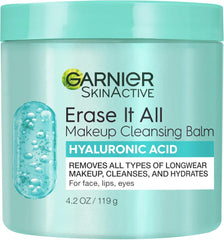 Garnier Erase It All Makeup Cleansing Balm with Hyaluronic Acid, Replumping Facial Cleanser and Makeup Remover, 4.2 Oz