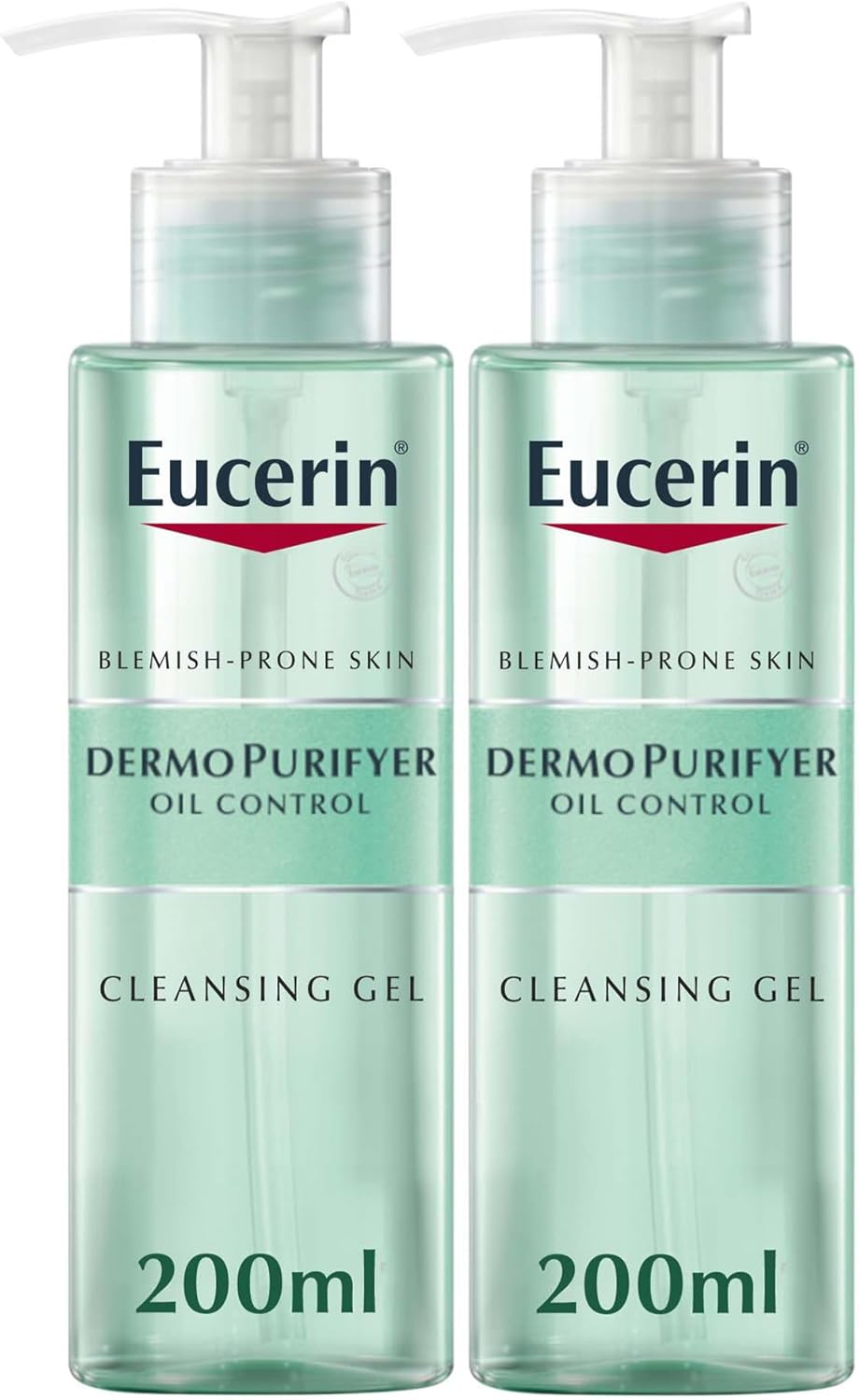 Eucerin DermoPurifyer Oil Control Face Cleansing Gel for Blemish & Acne-Prone Skin, Removes Excess Sebum, Dirt and Makeup, Fragrance-Free, Soap-Free, Suitable for Blemish and Acne-Prone Skin, 200mlx2
