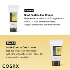 COSRX All About Snail Mucin Korean Skin Care Set, Mini Travel Essentials, Travel Size Gift Set with Snail Mucin Face Wash, Serum, Moisturizer & Eye Cream, Rejuvenating Kit