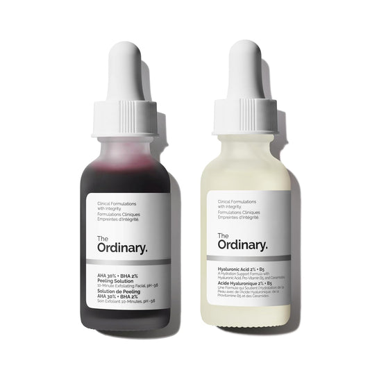 The Ordinary Bright & Hydrated Duo Skincare Set – AHA 30% + BHA 2% Peeling Solution & Hyaluronic Acid 2% + B5 – Exfoliates, Hydrates & Targets Blemishes – 1 Fl Oz Each, Vegan & Cruelty-Free