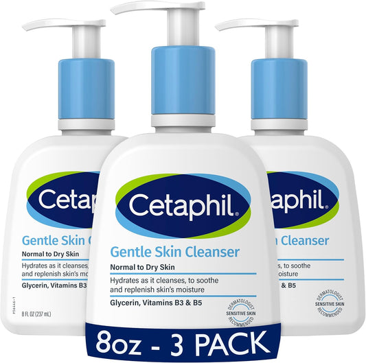Cetaphil Oil Free Gentle Foaming Cleanser For Dry to Normal, Sensitive Skin, 8oz Pack of 2, Made with Glycerin and Vitamins B5 and E, Dermatologist Tested, Hypoallergenic, Soap Free, Fragrance Free