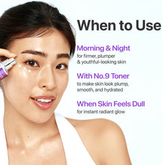 numbuzin No.9 Essence | NAD+ BIO Lifting-sil Essence | Lifting, Firming, Wrinkles, Fine Lines, Elasticity | Peptides, NAD+ | Serum for Aging, Dull Skin | 1.69 fl. oz.