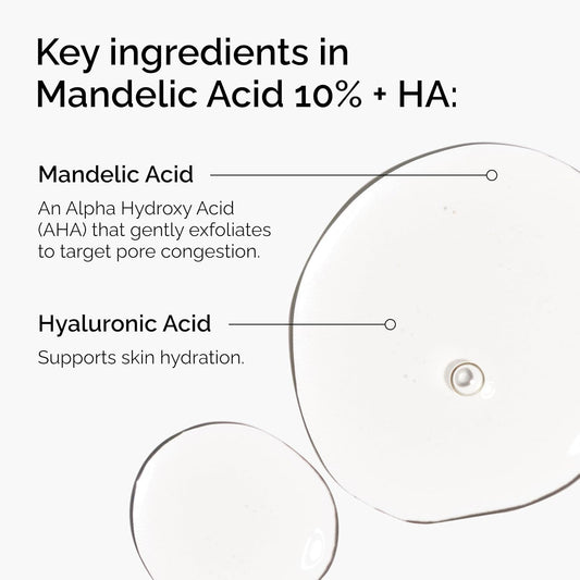 The Ordinary Mandelic Acid 10% + Hyaluronic Acid, Gentle Exfoliating Serum for Clarity and Hydration, 1 Fl Oz