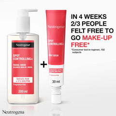 Neutrogena, Facial Wash Spot Controlling+, combination of Salicylic acid - a purifying agent and glycolic acid, Clearer Skin In 1 Week, 200ml