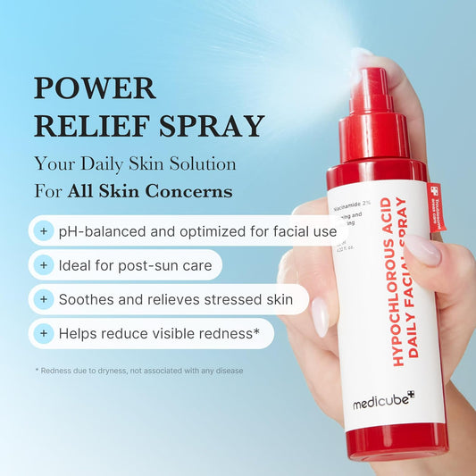 medicube Power Soothing Spray | Hypochlorous Acid Spray For All Skin Types, Delicate Skin | Daily Skin Solution & Post-Sun Care | HOCI Facial Mist for Soothing & Calming | Korean Skincare | 4.22 fl.oz