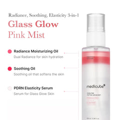 medicube PDRN Pink Peptide Spray Serum I Pink Glass Glow Serum Mist for Moisturizer, Soothing and Firming, Uneven skin tone, Rose PDRN & Peptide & Niacinamide, Korean skin care (100ml /3.38 fl. oz.)