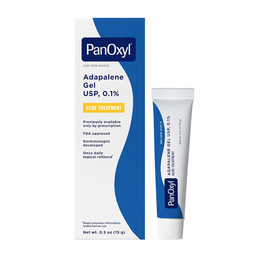 PanOxyl Adapalene 0.1% Leave-On Gel, 30 Day Supply, Retinoid Gel Acne Treatment, Acne Prone Skin, Oil Free, Fragrance Free, 0.5 oz