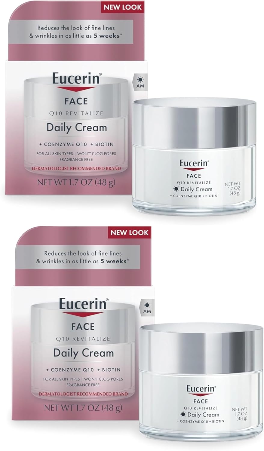 Eucerin Q10 Anti-Wrinkle Face Cream, Unscented Face Cream for Sensitive Skin, 1.7 Oz Jar