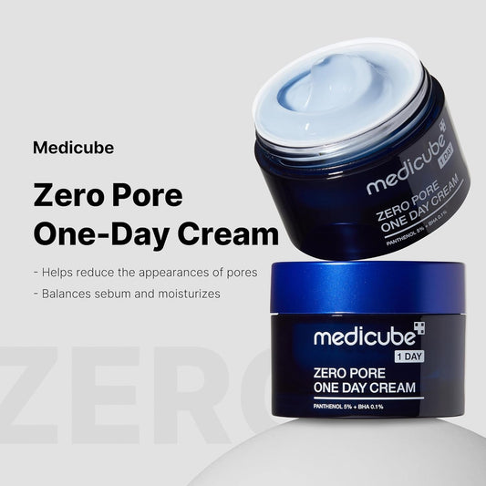 Medicube Zero Pore One Day Cream | Pore Refining Cream | Oil free & Non-greasy Formula | 5% Panthenol/0.1% BHA/Niacinamide