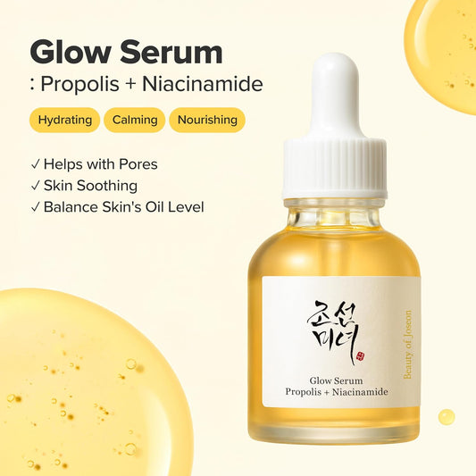 Beauty of Joseon Glow Serum Propolis and Niacinamide Hydrating Facial Soothing Moisturizer for Irritated Uneven Skin Tone, Korean Skin Care, 60ml, 2 Fl.Oz