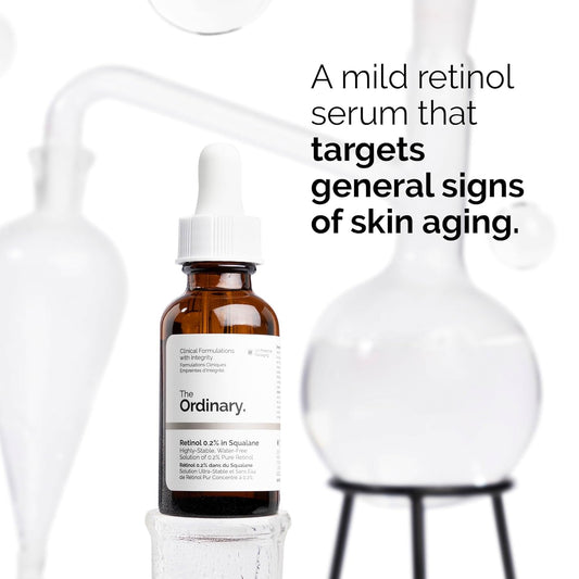 The Ordinary Retinol 0.2% in Squalane, Gentle Retinol Serum for the Face That Is Anti-Aging and Skin Smoothing, 1 Fl Oz