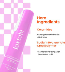 Foxtale 5x Hydrating Ceramide Moisturizer for Face | Micro Hyaluronic Acid & 3 Ceramides | Lightweight | Fast Absorbing | Repairs Skin Barrier and Texture | Men & Women - 50ml