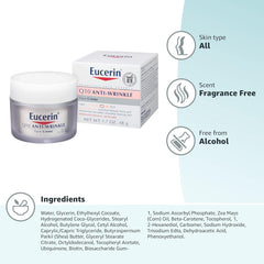 Eucerin Q10 Anti-Wrinkle Face Cream, Unscented Face Cream for Sensitive Skin, 1.7 Oz Jar