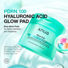 Anua PDRN 100 Hyaluronic Acid Glow Pad, Glow-Plumping Korean Face Care for Daily Skincare & Makeup Prep, Dual-Sided TonerPad for Radiant Skin & Deep Hydration (180ml, 60 Pads)