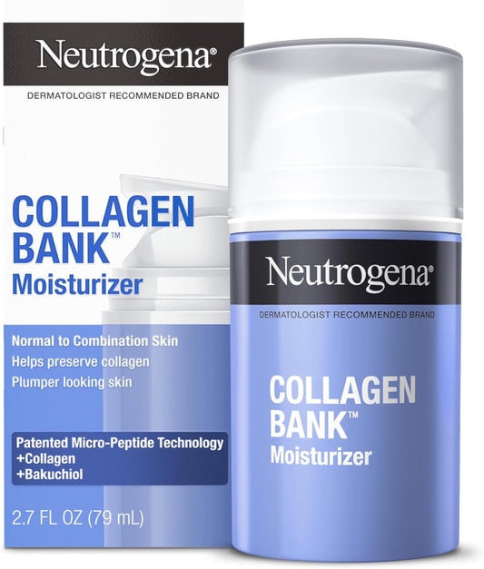Neutrogena Collagen Bank Face Moisturizer, Daily Anti-Aging Face & Neck Collagen Cream with Bakuchiol, Face Lotion to Support Skin’s Natural Collagen for Visibly Plump Skin, 2 fl. oz