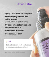 COSRX AHA/BHA Clarifying Treatment Toner, 3.38 fl.oz / 100ml | Exfoliating Facial Spray | Korean Skin Care, Hydrating, Mild Exfoliation, Vegan, Paraben Free