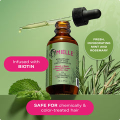 Mielle Organics Rosemary & Mint Hair Oil - Strengthening Biotin Oil Infused Frizzy & Damaged Hair Care - Split Ends & Dry Scalp Treatment to Support Longer, Healthier Strands, 2oz